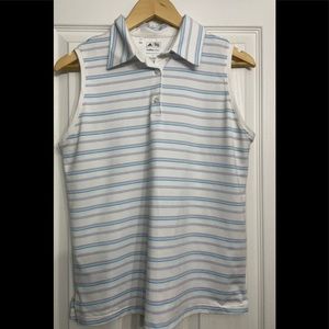 Adidas Clima Cool Golf Tank Top White/Blue Pink Stripe Size - Large